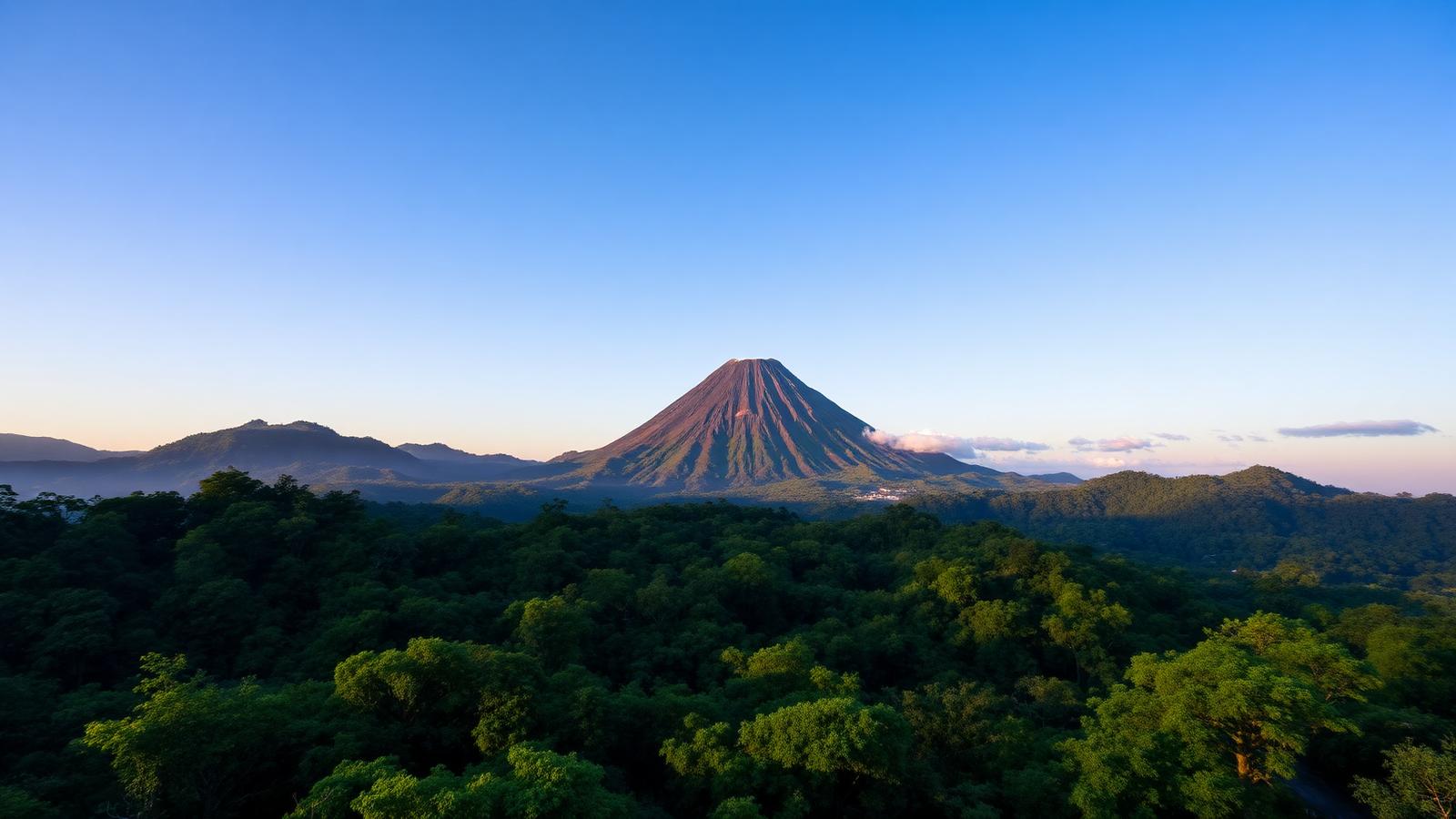 Arenal Volcano rising above the rainforest, day 1 of a Costa Rica itinerary