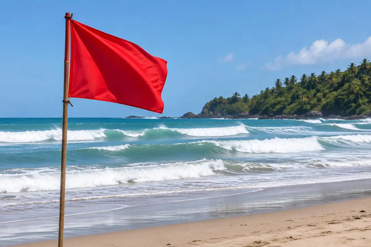 Warning flag on a Pacific beach in Costa Rica